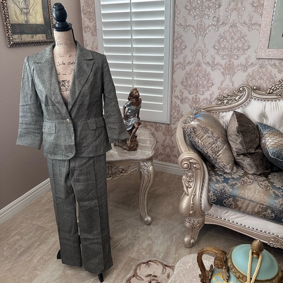 Grace gray pantsuit pant size 4 coat size 6 - Picture 4 of 9